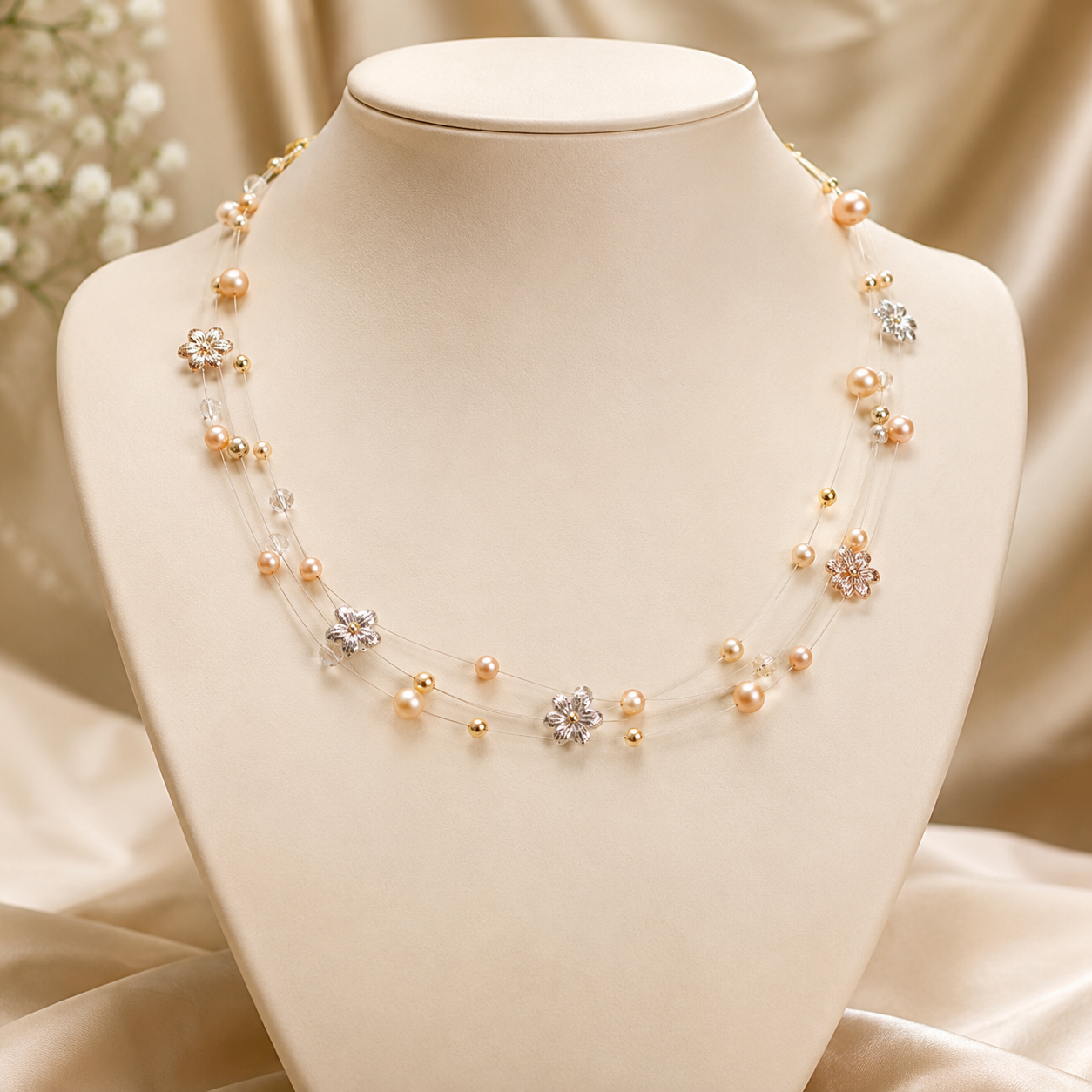 Elegant Alloy Fancy Pearl Mala Necklace | Krishna Pearls and Jewellers