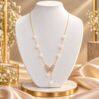 Pearl Butterfly Alloy Fancy Mala for Women | Long Pearl Pendant Necklace | Krishna Pearls and Jewellers
