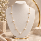 Pearl Beaded Alloy Fancy Mala for Women | Long Pearl Chain Necklace | Krishna Pearls and Jewellers