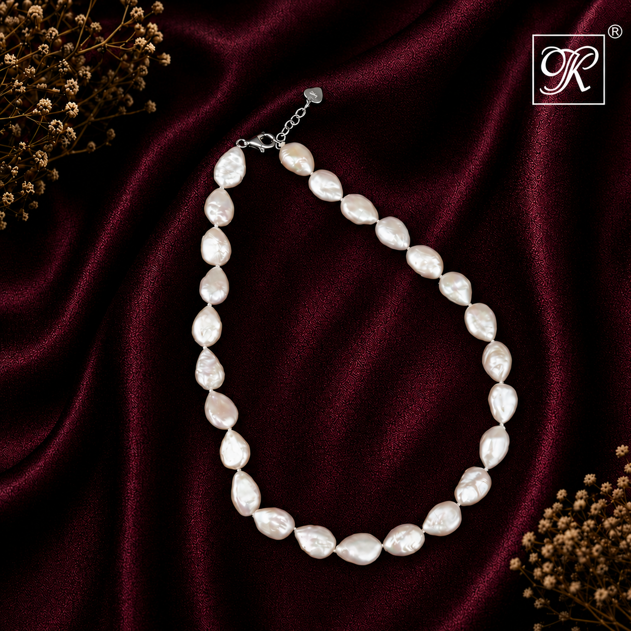 Sculpted Elegance: Irregular Silver Pearl — view 1 — pearl jewellery — Krishna Pearls Hyderabad