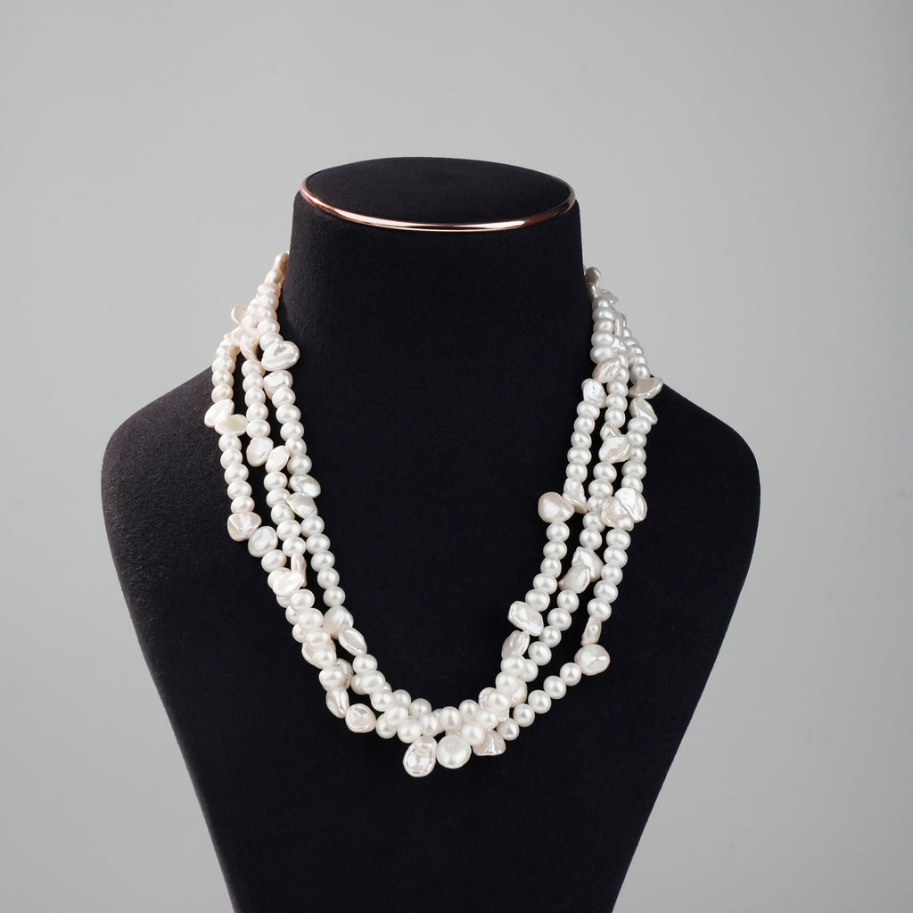 Luxury Multi-Layer Freshwater Pearl Necklace | Elegant Baroque & Round Pearl Statement Jewelry for Women