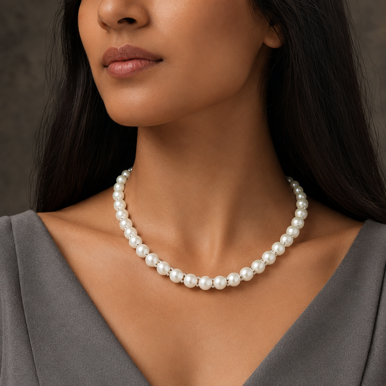 Classic Grace: White Pearl Necklace with