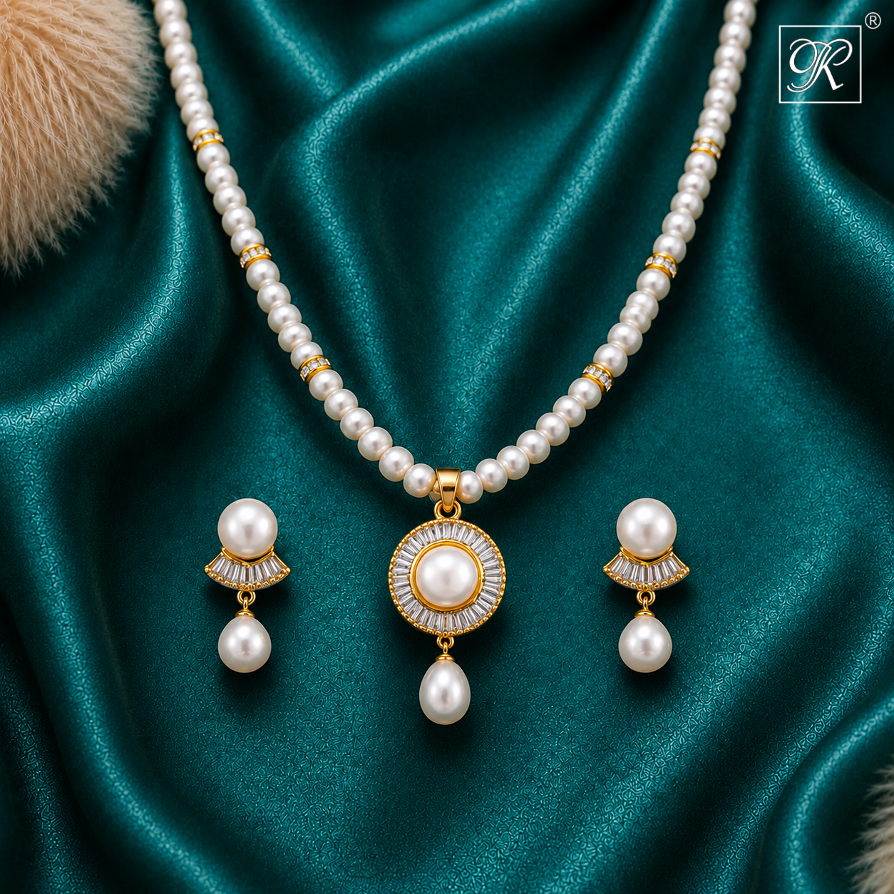 Regal Glow Pearl Jewelry Set Freshwater | Krishna Pearls and Jewellers