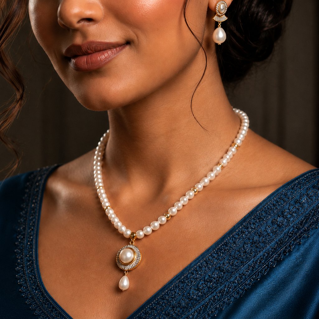 Regal Glow Pearl Jewelry Set Freshwater