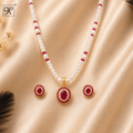 Royal Ovaldrop Pearl & Gemstone Set — view 1 — pearl jewellery — Krishna Pearls Hyderabad