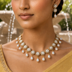 Delicate Crystal Bloom & Pearl Drop Jewelry