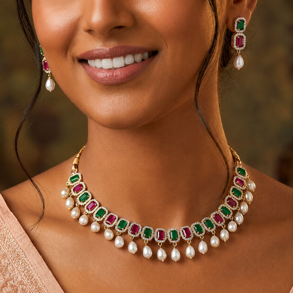 Golden Glamour Pearl Choker Set Freshwater