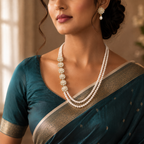 Graceful Layered Pearl Necklace Set with