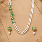 Floral Cascade Double-Layer Pearl Necklace