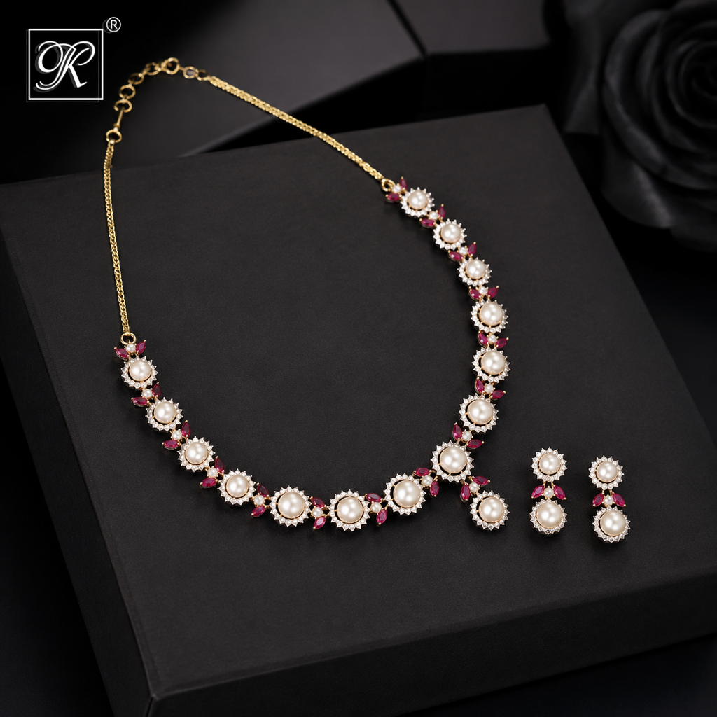 Pearl Bloom Gold-Tone Necklace Set
