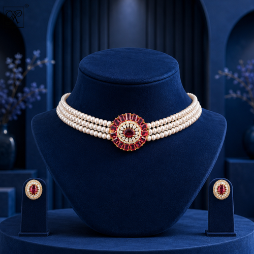 Crimson Royal Pearl Choker Set Freshwater Pearls