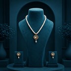 Prestige Freshwater Pearl & CZ Necklace Set with Matching Earrings | Bridal Pearl Necklace Set | Krishna Pearls & Jewellers
