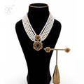 5-STRAND WHITE RICE PEARL NECKLACE SET WITH | Krishna Pearls and Jewellers