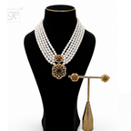 5-STRAND WHITE RICE PEARL NECKLACE SET WITH | Krishna Pearls and Jewellers