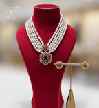 5-STRAND WHITE RICE PEARL NECKLACE SET WITH | Krishna Pearls and Jewellers