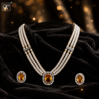 ROYAL AMBER 3-STRAND PEARL NECKLACE SET