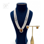 ROYAL AMBER 3-STRAND PEARL NECKLACE SET | Krishna Pearls and Jewellers
