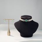 Freshwater Pearl Choker Set with Mint Green Gemstone Centerpiece & Matching Earrings | Elegant Bridal Pearl Jewellery Set