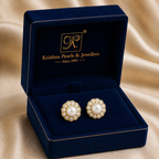 Heirloom Freshwater Pearl Stud Earrings in Gold | Pearl Earrings for Women | Krishna Pearls & Jewellers