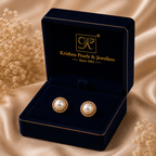 Braided Gold Pearl Stud Earrings | Krishna Pearls and Jewellers