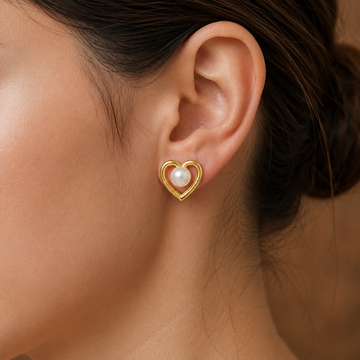 Timeless Freshwater Pearl Stud Earrings in Gold — Style AT-250 | Pearl Earrings for Women | Krishna Pearls & Jewellers