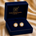 Minimalist Freshwater Pearl Stud Earrings in Gold | Pearl Earrings for Women | Krishna Pearls & Jewellers