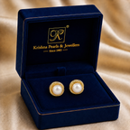Dainty Freshwater Pearl Stud Earrings in Gold | Pearl Earrings for Women | Krishna Pearls & Jewellers