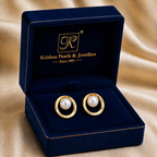 Elegant Freshwater Pearl Stud Earrings in Gold — Style AT-258 | Pearl Earrings for Women | Krishna Pearls & Jewellers