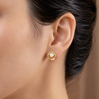 Elegant Freshwater Pearl Stud Earrings in Gold — Style AT-258 | Pearl Earrings for Women | Krishna Pearls & Jewellers