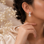 Blush Pearl Crown Drop Earrings for Women | Krishna Pearls and Jewellers
