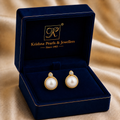 Timeless Freshwater Pearl & CZ Stud Earrings in Gold | Pearl Earrings for Women | Krishna Pearls & Jewellers