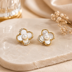 Elegant Pearl Flower Stud Earrings for Women | Krishna Pearls and Jewellers