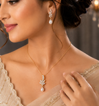 Elegant Pearl Drop Pendant & Earrings Set | Krishna Pearls and Jewellers