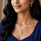 Elite Freshwater Pearl & CZ Earrings & Pendant Set in Gold | Pearl Jewellery Set | Krishna Pearls & Jewellers