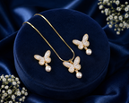 Majestic Mother of Pearl & CZ Earrings & Pendant Set in Gold | Pearl Jewellery Set | Krishna Pearls & Jewellers