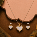 Golden Heart of Pearl Set Freshwater Pearl — view 1 — pearl jewellery — Krishna Pearls Hyderabad