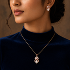 Ivory Drop Sparkle Pendant & Earrings Set