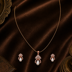 Ivory Drop Sparkle Pendant & Earrings Set — view 1 — pearl jewellery — Krishna Pearls Hyderabad