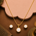 Golden Halo Moonstone Set Freshwater Pearl — view 2 — pearl jewellery — Krishna Pearls Hyderabad