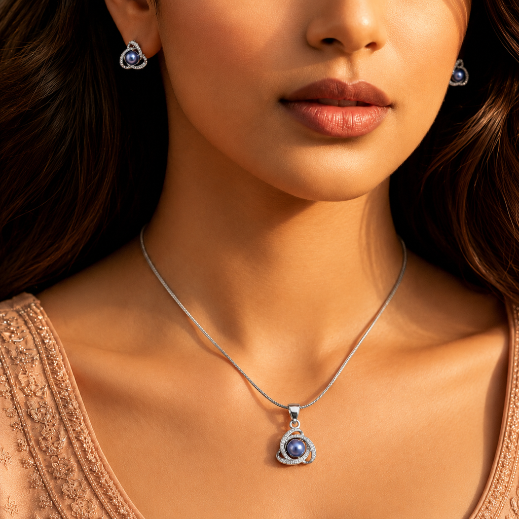Midnight Swirl Black Pearl Set Freshwater