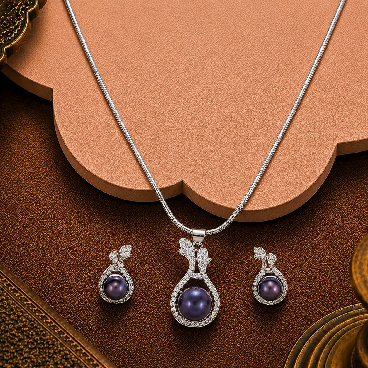Bronze Radiance Pearl Drop Set Freshwater | Krishna Pearls and Jewellers
