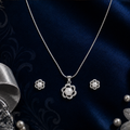 Silver Bloom Pearl Set Freshwater Pearl — view 1 — pearl jewellery — Krishna Pearls Hyderabad