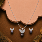 Black Pearl Wings Set Freshwater Pearl — view 1 — pearl jewellery — Krishna Pearls Hyderabad
