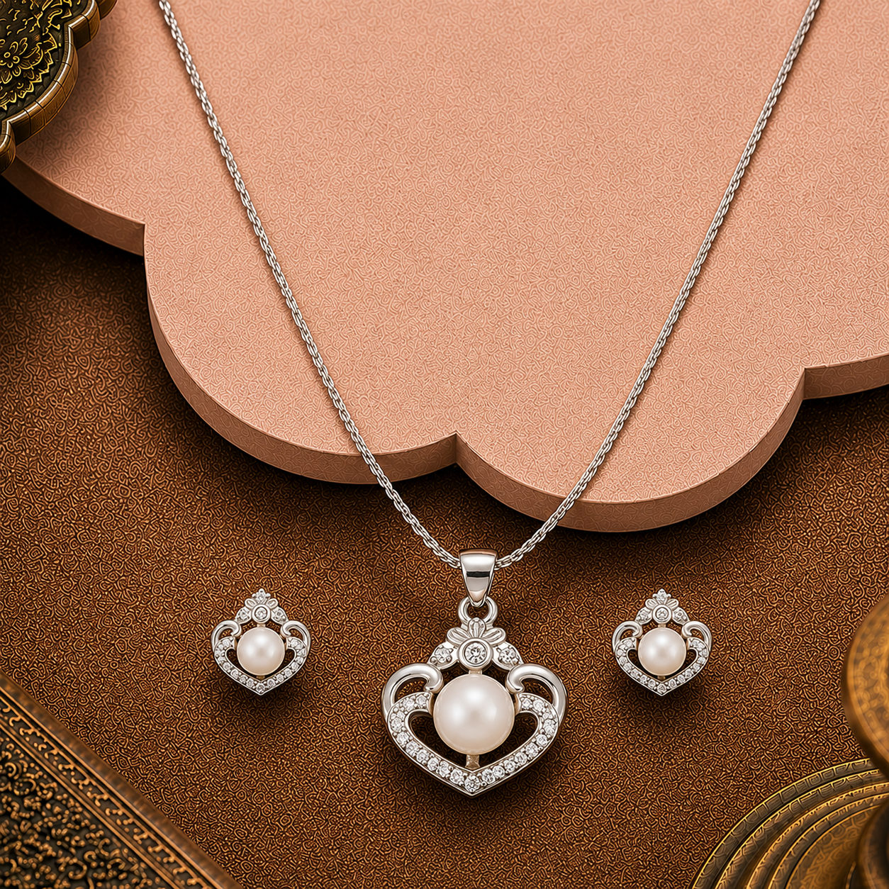 Vintage Bloom Pearl Jewelry Set Freshwater | Krishna Pearls and Jewellers