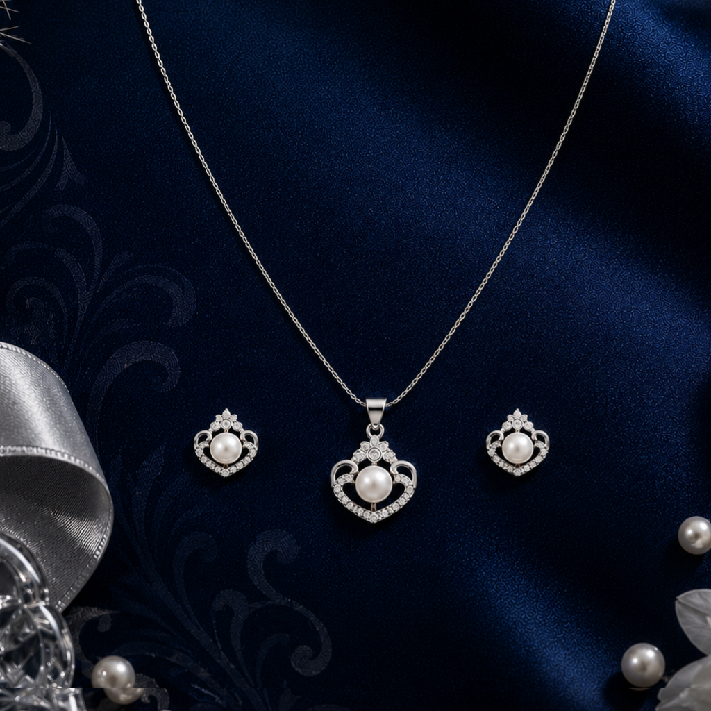 Vintage Bloom Pearl Jewelry Set Freshwater | Krishna Pearls and Jewellers