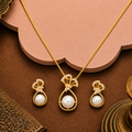 Elegant Teardrop White Pearl Pendant & — view 1 — pearl jewellery — Krishna Pearls Hyderabad