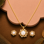Golden Bloom Pearl Jewelry Set Freshwater — view 4 — pearl jewellery — Krishna Pearls Hyderabad