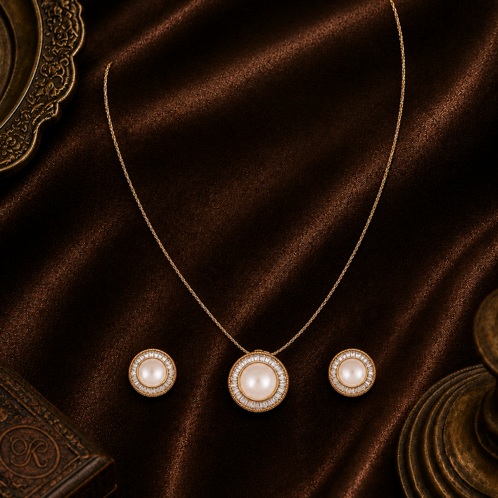 Golden Circle Elegance Pearl Pendant & | Krishna Pearls and Jewellers