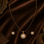 Golden Blossom Pearl Set Freshwater Pearl — view 1 — pearl jewellery — Krishna Pearls Hyderabad
