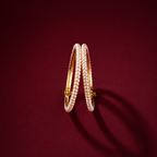 Freshwater Pearl Bangles Pair in Gold Finish | Elegant Pearl Kada Bangles for Women